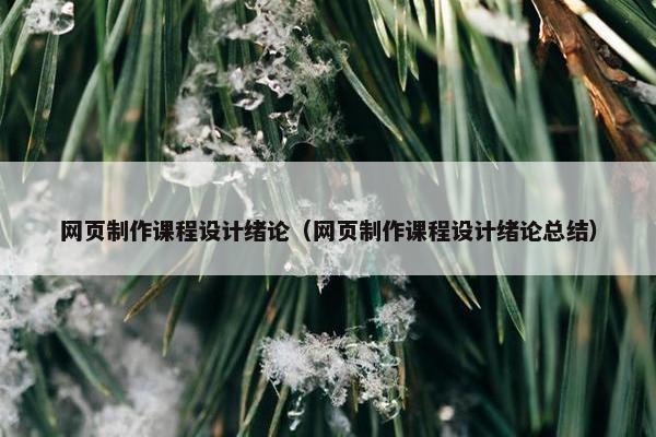 网页制作课程设计绪论（网页制作课程设计绪论总结）