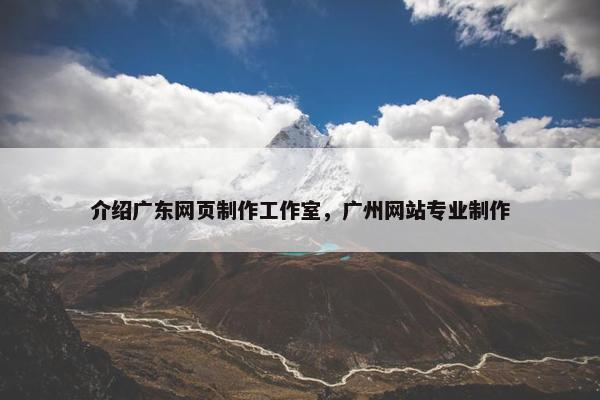 介绍广东网页制作工作室，广州网站专业制作
