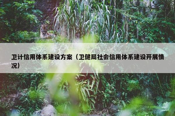 卫计信用体系建设方案（卫健局社会信用体系建设开展情况）