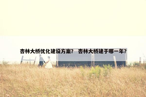 杏林大桥优化建设方案？ 杏林大桥建于哪一年？