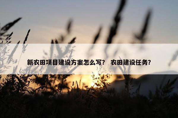 新农田项目建设方案怎么写？ 农田建设任务？