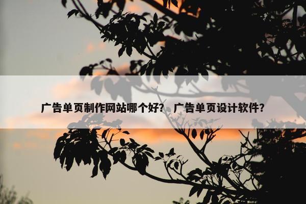 广告单页制作网站哪个好？ 广告单页设计软件？