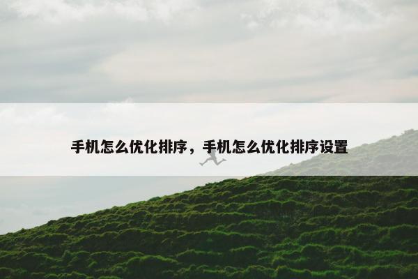 手机怎么优化排序，手机怎么优化排序设置