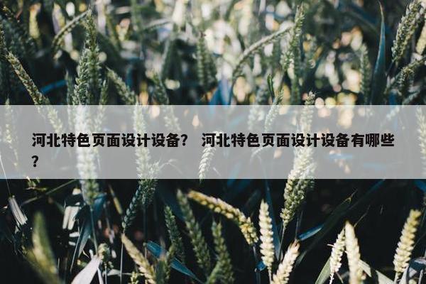 河北特色页面设计设备？ 河北特色页面设计设备有哪些？