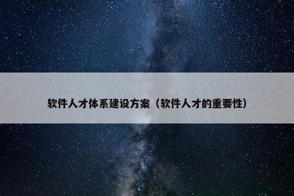 软件人才体系建设方案（软件人才的重要性）