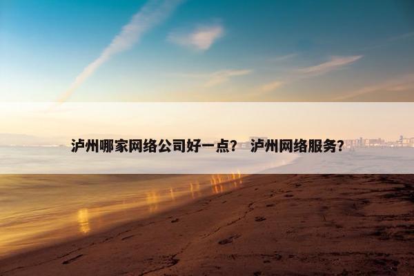 泸州哪家网络公司好一点？ 泸州网络服务？