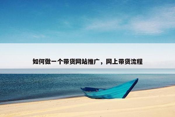 如何做一个带货网站推广，网上带货流程