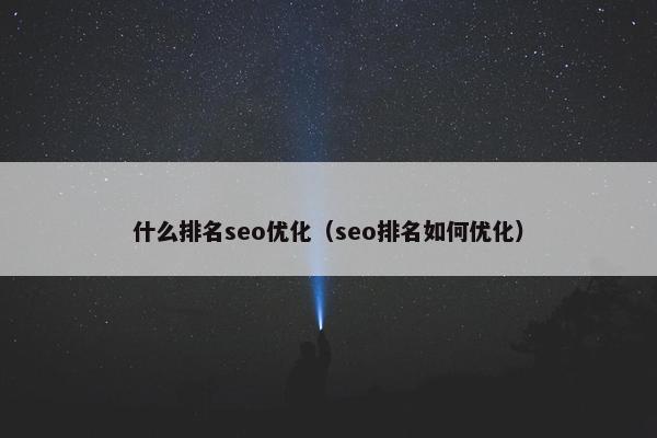 什么排名seo优化（seo排名如何优化）