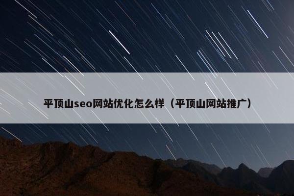 平顶山seo网站优化怎么样（平顶山网站推广）