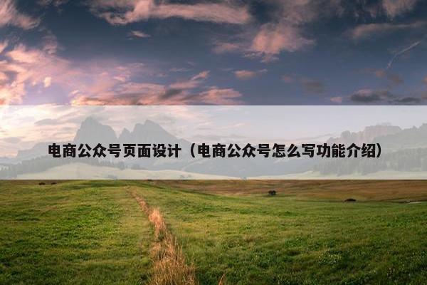 电商公众号页面设计（电商公众号怎么写功能介绍）