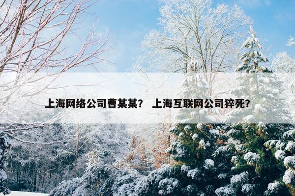 上海网络公司曹某某？ 上海互联网公司猝死？