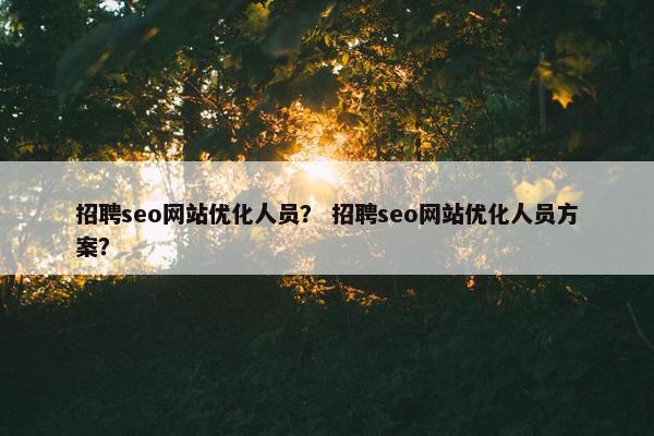 招聘seo网站优化人员？ 招聘seo网站优化人员方案？