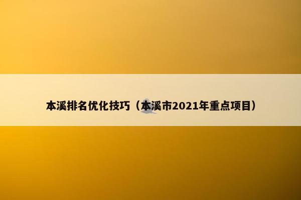 本溪排名优化技巧（本溪市2021年重点项目）