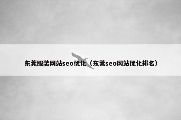 东莞服装网站seo优化（东莞seo网站优化排名）