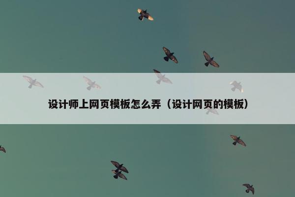 设计师上网页模板怎么弄（设计网页的模板）