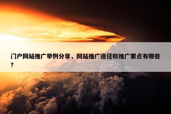 门户网站推广举例分享，网站推广途径和推广要点有哪些?
