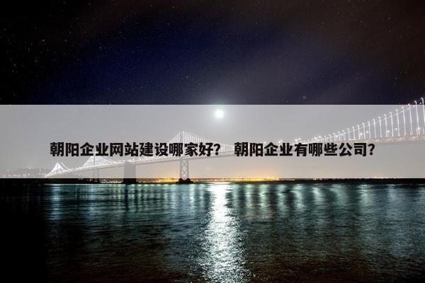 朝阳企业网站建设哪家好？ 朝阳企业有哪些公司？