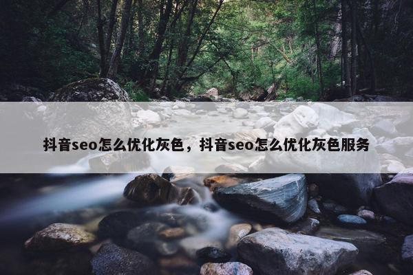 抖音seo怎么优化灰色，抖音seo怎么优化灰色服务