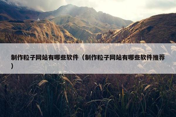 制作粒子网站有哪些软件（制作粒子网站有哪些软件推荐）