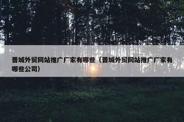 晋城外贸网站推广厂家有哪些（晋城外贸网站推广厂家有哪些公司）