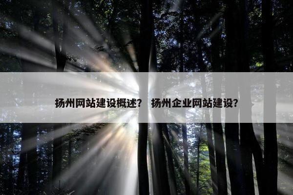 扬州网站建设概述？ 扬州企业网站建设？