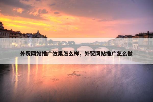 外贸网站推广效果怎么样，外贸网站推广怎么做