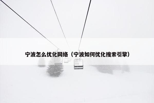 宁波怎么优化网络（宁波如何优化搜索引擎）