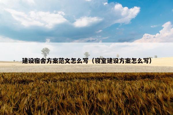 建设宿舍方案范文怎么写（寝室建设方案怎么写）