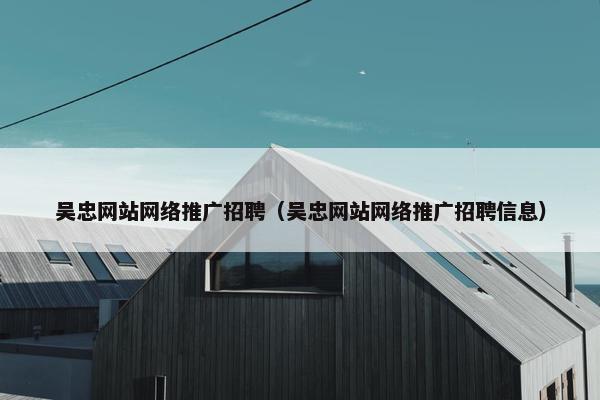 吴忠网站网络推广招聘（吴忠网站网络推广招聘信息）