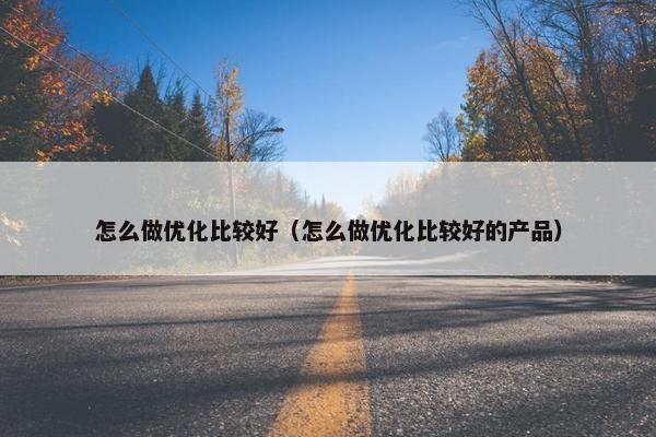 怎么做优化比较好（怎么做优化比较好的产品）