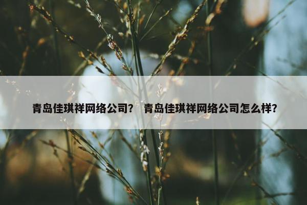 青岛佳琪祥网络公司？ 青岛佳琪祥网络公司怎么样？