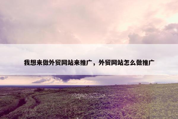 我想来做外贸网站来推广，外贸网站怎么做推广