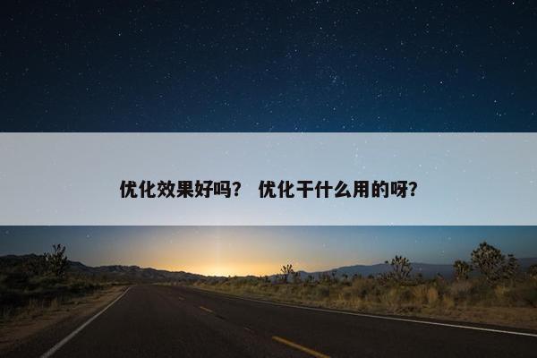 优化效果好吗？ 优化干什么用的呀？