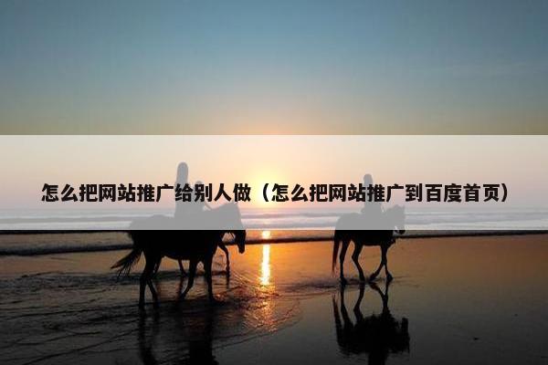 怎么把网站推广给别人做（怎么把网站推广到百度首页）