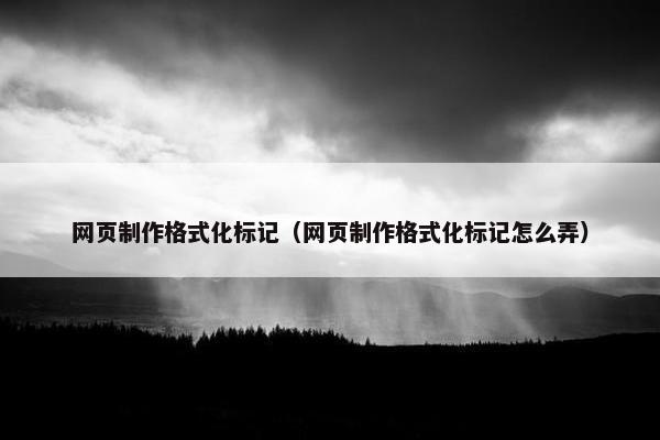 网页制作格式化标记（网页制作格式化标记怎么弄）