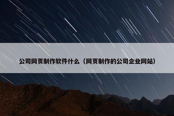 公司网页制作软件什么（网页制作的公司企业网站）