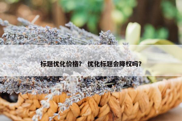 标题优化价格？ 优化标题会降权吗？