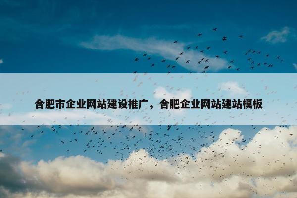 合肥市企业网站建设推广，合肥企业网站建站模板