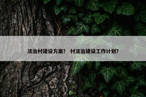 法治村建设方案？ 村法治建设工作计划？