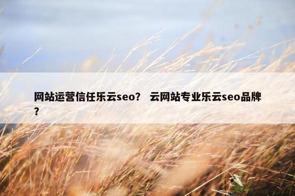 网站运营信任乐云seo？ 云网站专业乐云seo品牌？