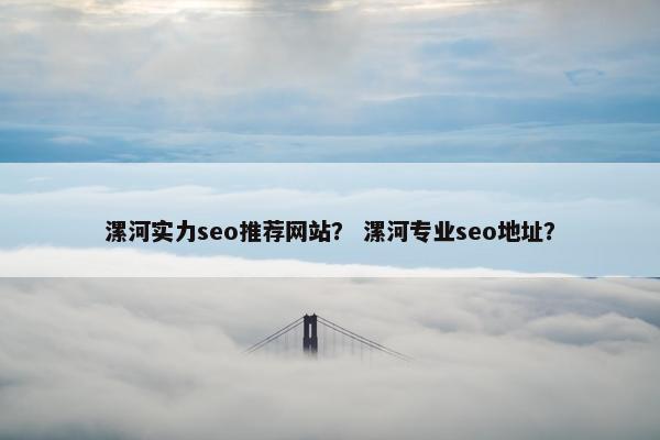 漯河实力seo推荐网站？ 漯河专业seo地址？
