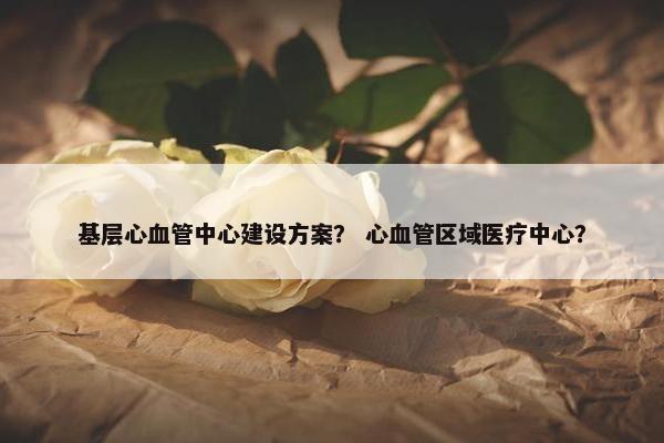 基层心血管中心建设方案？ 心血管区域医疗中心？