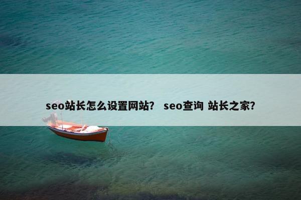 seo站长怎么设置网站？ seo查询 站长之家？