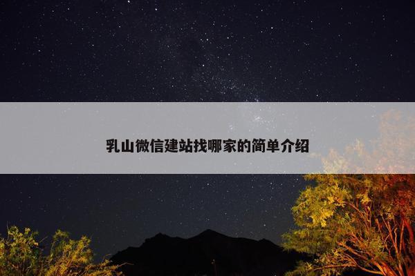 乳山微信建站找哪家的简单介绍