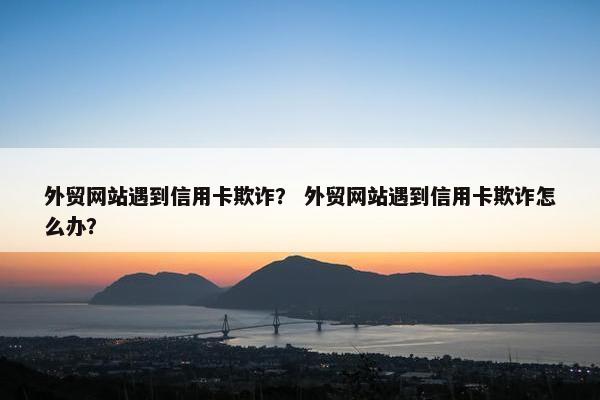 外贸网站遇到信用卡欺诈？ 外贸网站遇到信用卡欺诈怎么办？