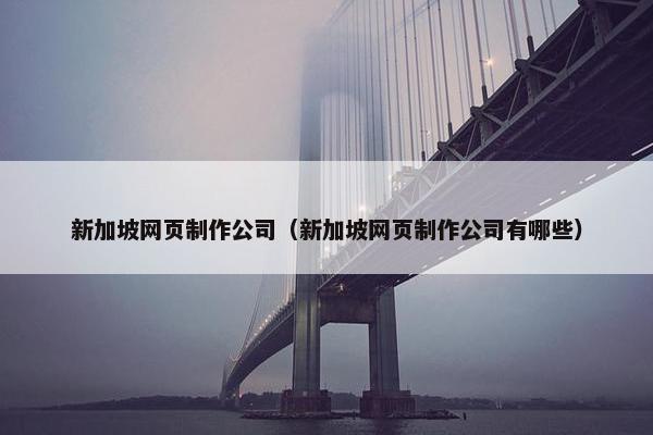 新加坡网页制作公司（新加坡网页制作公司有哪些）