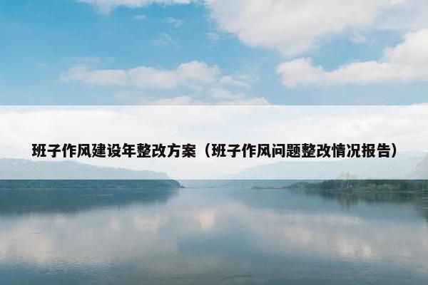 班子作风建设年整改方案（班子作风问题整改情况报告）