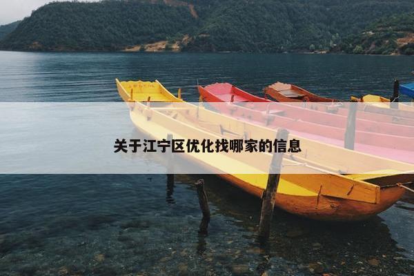 关于江宁区优化找哪家的信息
