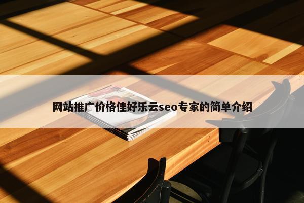 网站推广价格佳好乐云seo专家的简单介绍