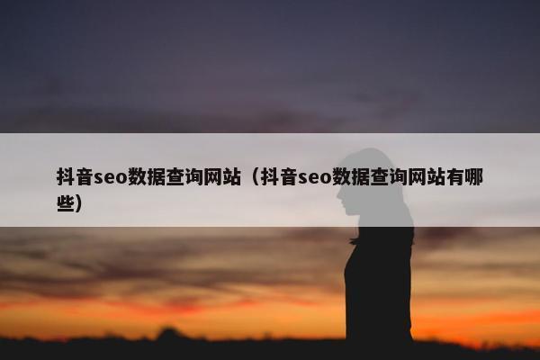 抖音seo数据查询网站（抖音seo数据查询网站有哪些）